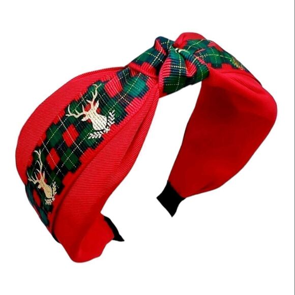 Christmas Plaid Reindeer Headband - Picture 2 of 3